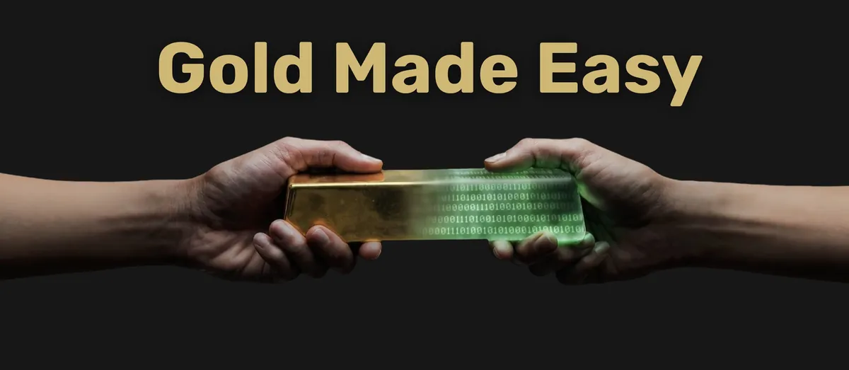 Ilustrasi Tether Gold bertuliskan Gold Made Easy.