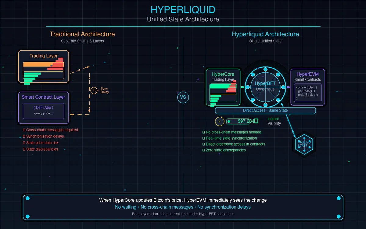 Infografik arsitektur teknis jaringan Hyperliquid.